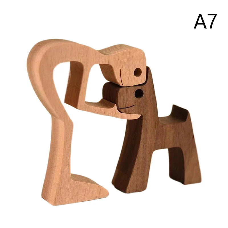 Family Puppy Wood Dog Figurine - Valentine's Day & Christmas Gift