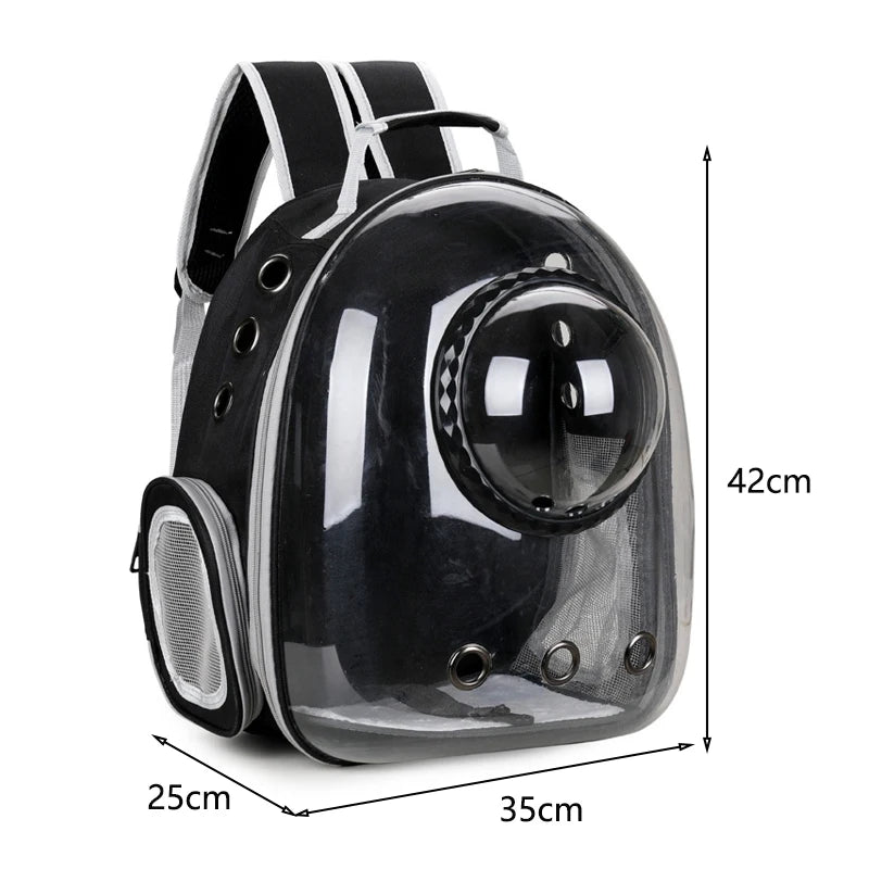 Pet Space Capsule Backpack - Breathable Transparent Carrier for Cats & Small Dogs