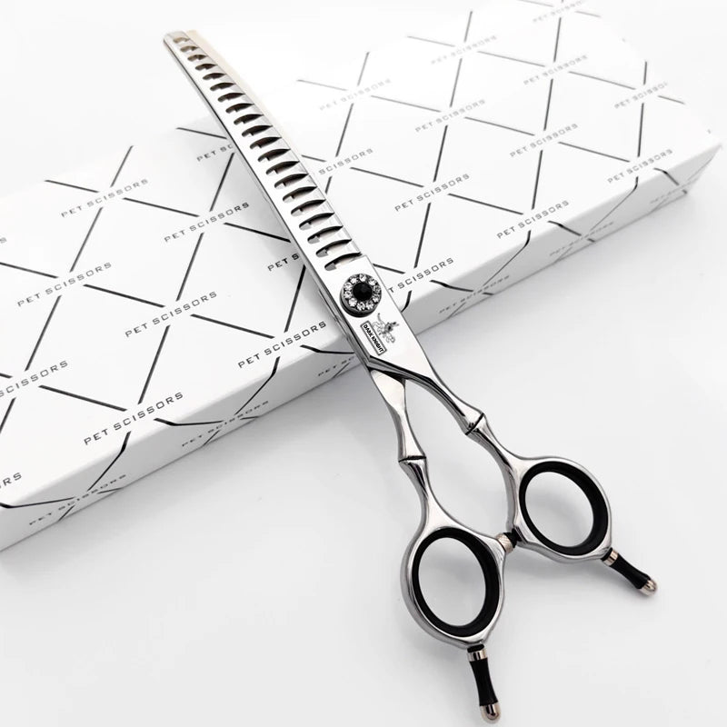 High-Quality Professional Pet Grooming Scissors - Curved Fishbone, 440C Alloy Steel