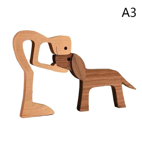 Family Puppy Wood Dog Figurine - Valentine's Day & Christmas Gift