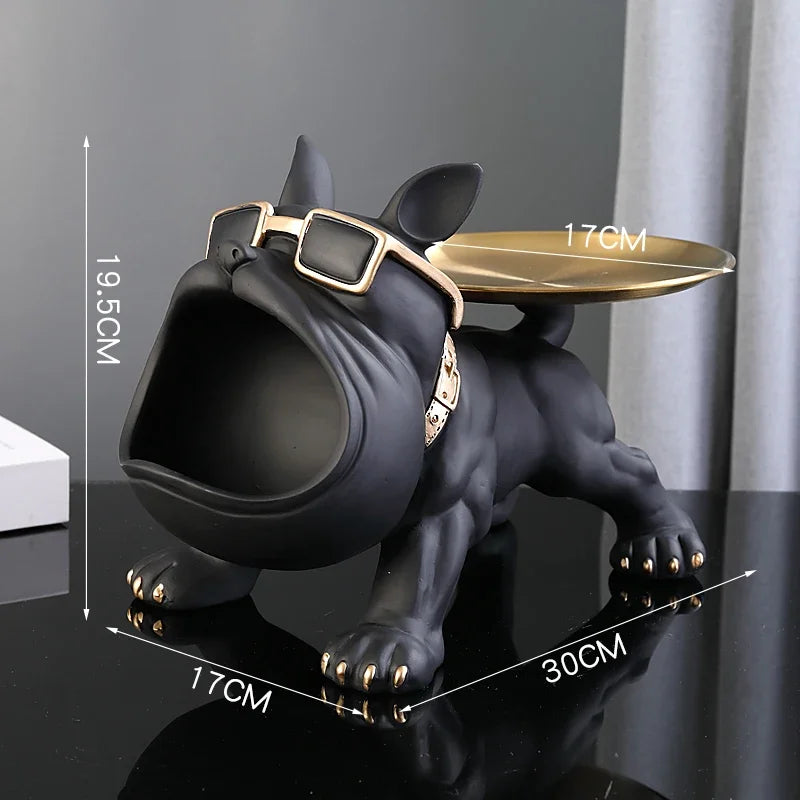 Bulldog Dog Statue Storage Box Resin Figurine