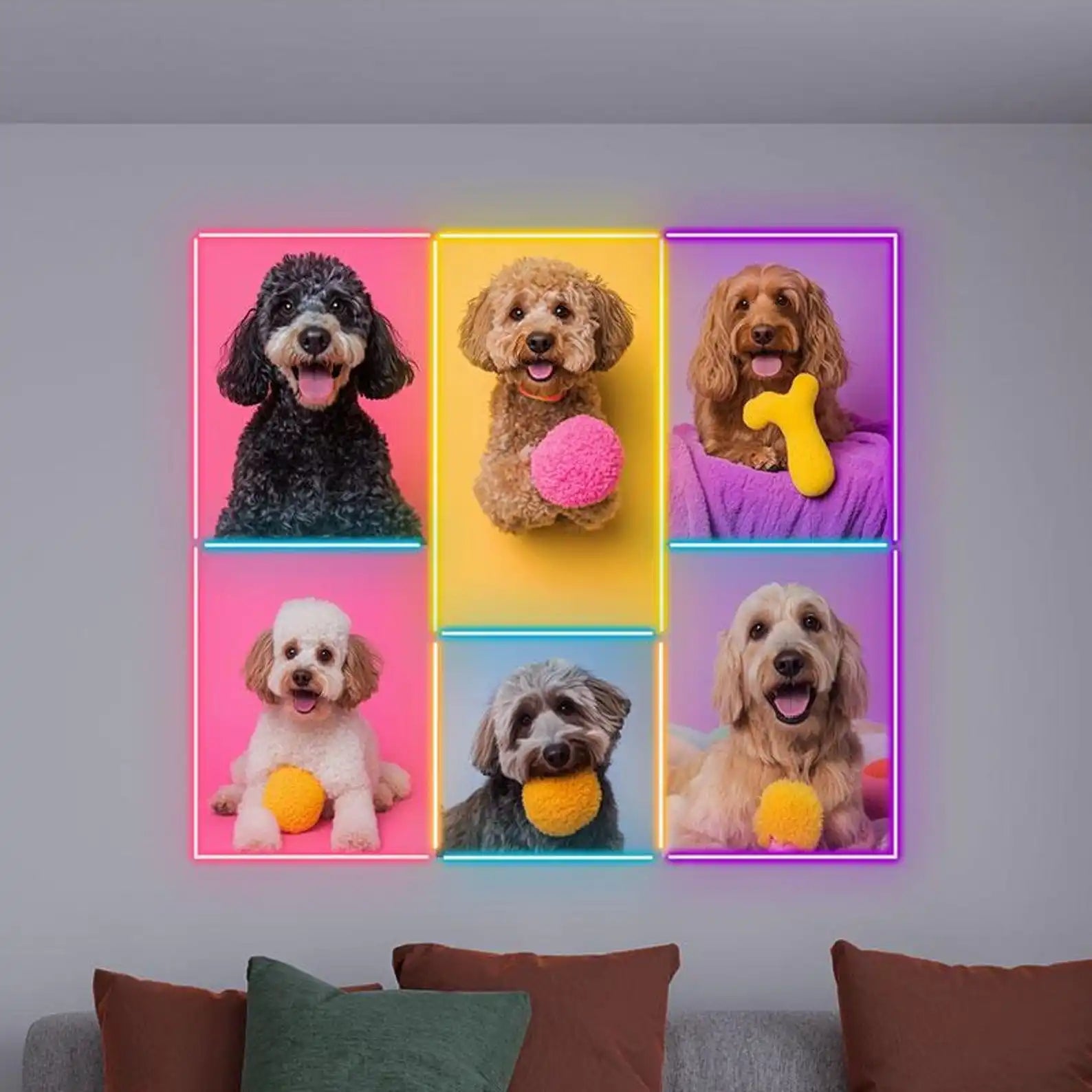 Lovely Dogs Picture Neon Sign - Custom UV Print Pet Dog Sign