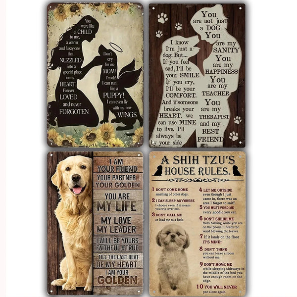 Vintage Dog Metal Tin Sign Wall Art 20x30cm