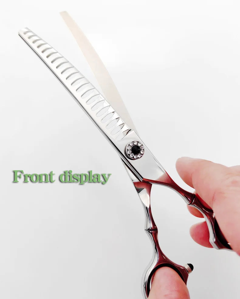 High-Quality Professional Pet Grooming Scissors - Curved Fishbone, 440C Alloy Steel