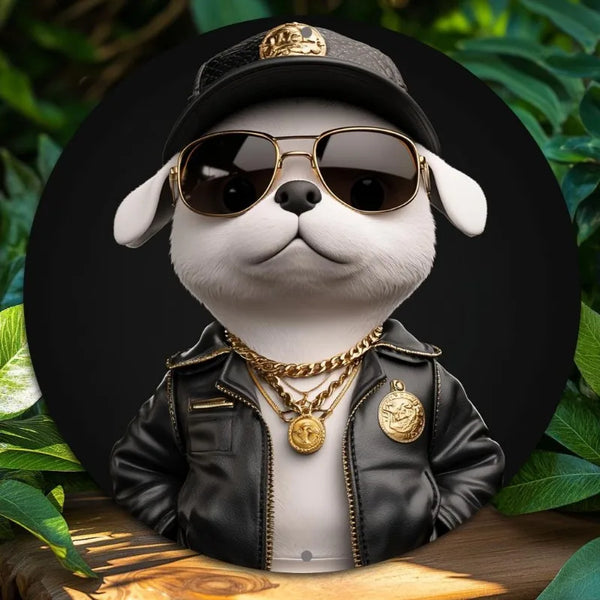 Charming Dog-Themed Round Metal Wall Sign