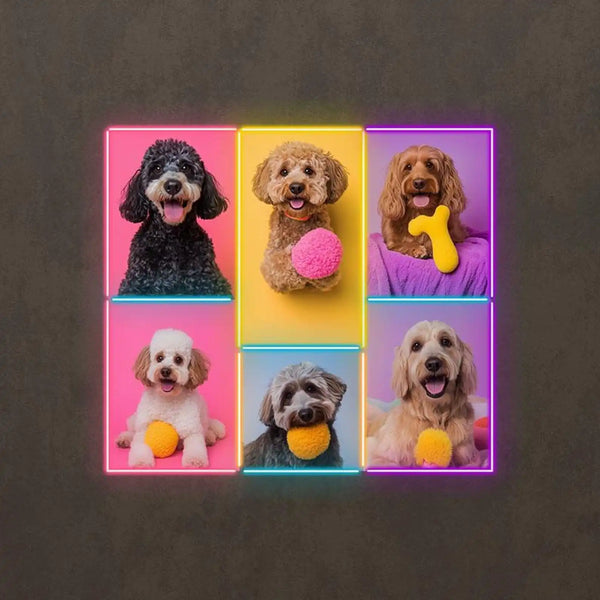 Lovely Dogs Picture Neon Sign - Custom UV Print Pet Dog Sign