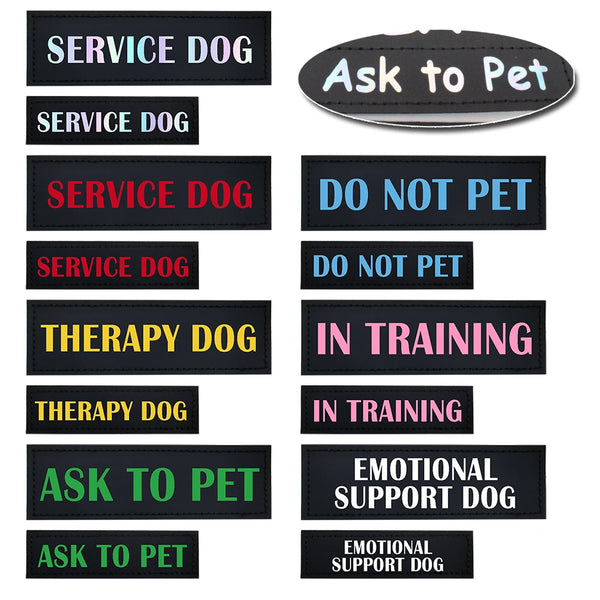 Dog Harness Patches - Reflective Labels for Service and Support Dogs