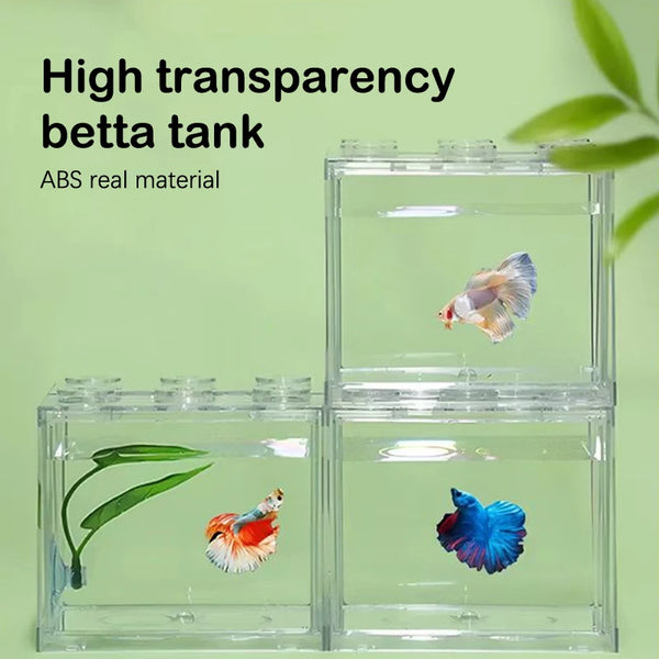 Mini Aquarium Fish Tank with LED Light & Stackable Cylinder