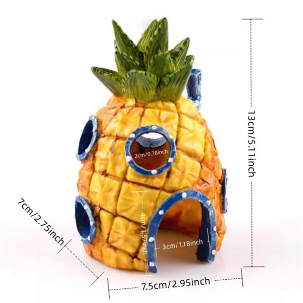 Cartoon Pineapple House Aquarium Decoration – Fun Fish Tank Shelter for Fish & Shrimp