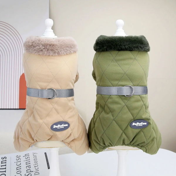 Autumn Winter Teddy Dog Coat with Pull Ring for Large Dogs