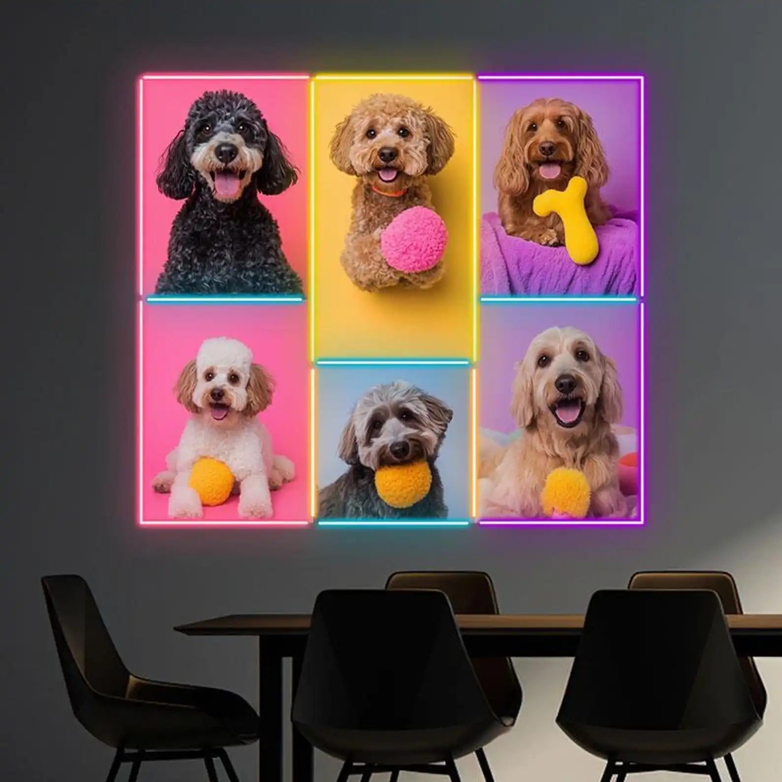 Lovely Dogs Picture Neon Sign - Custom UV Print Pet Dog Sign